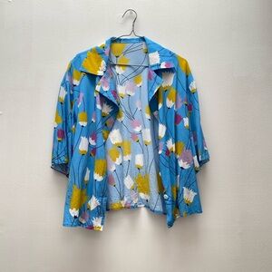 Vintage - Floral Tulip Blue Button Down Shirt
